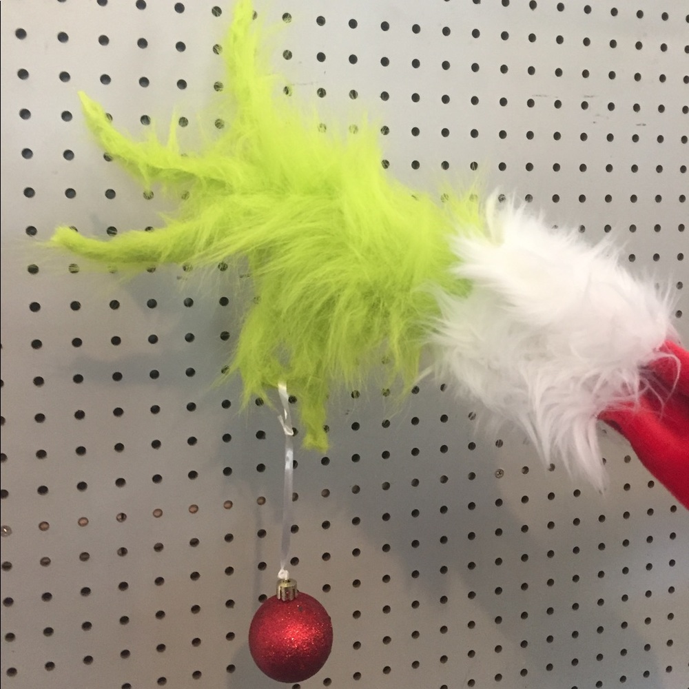 Neon green Grinch Christmas decor classic hand